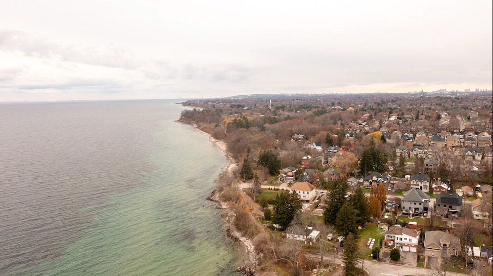 Aerial view of the West Shore neighborhood in Pickering, Ontario