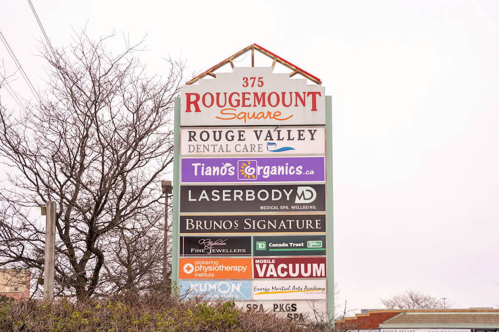 Signage of the establishments within Rougemount Square