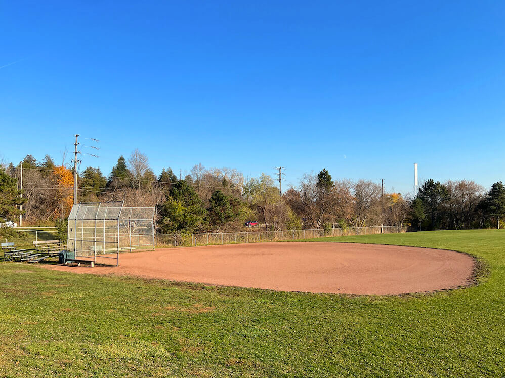 A view of the baseball diamond in Brock Ridge, Pickering