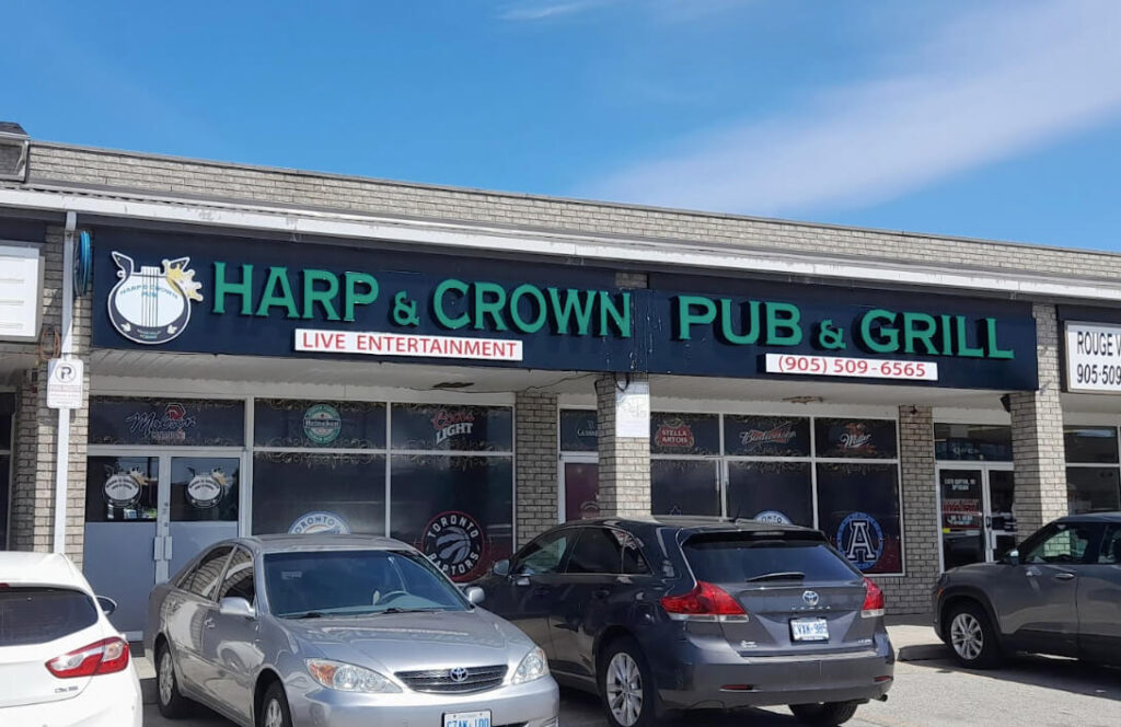 The Harp and Crown Pub & Grill establishment in Rosebank, Pickering