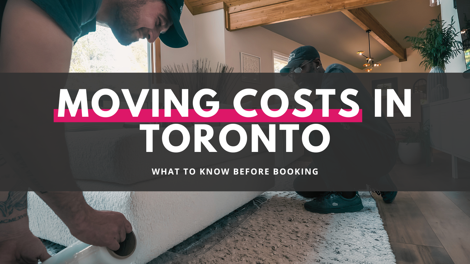 Professional Toronto movers preparing a couch for loading into moving truck